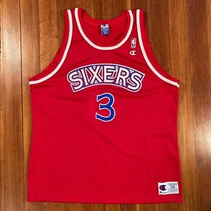 1990s Champion NBA Authentic Philadelphia Seventy Sixers Allen Iverson #3 Jersey